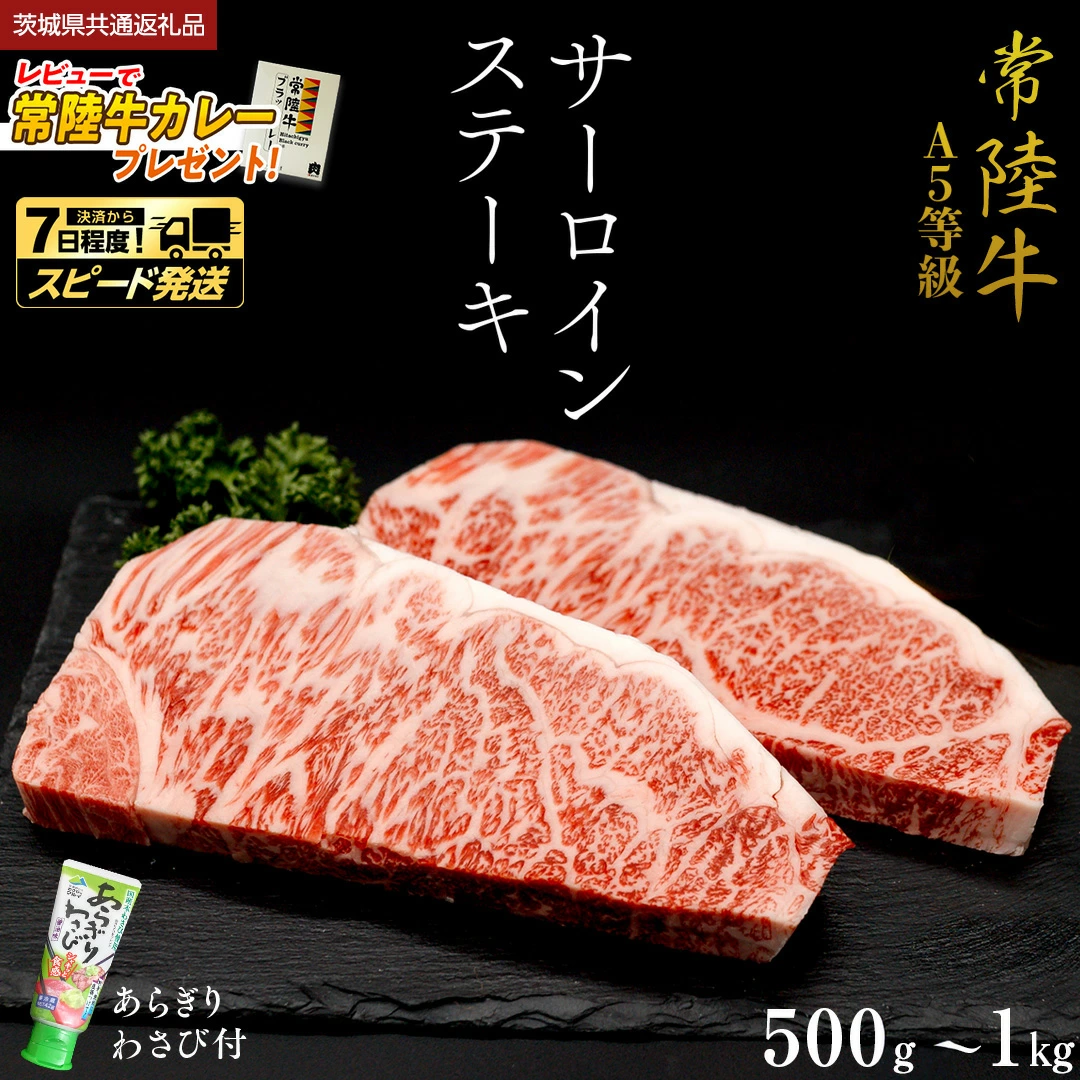 A5 等級 サーロインステーキ （選べる内容量） 500g ・ 750g ・ 1kg あらぎり わさび 付