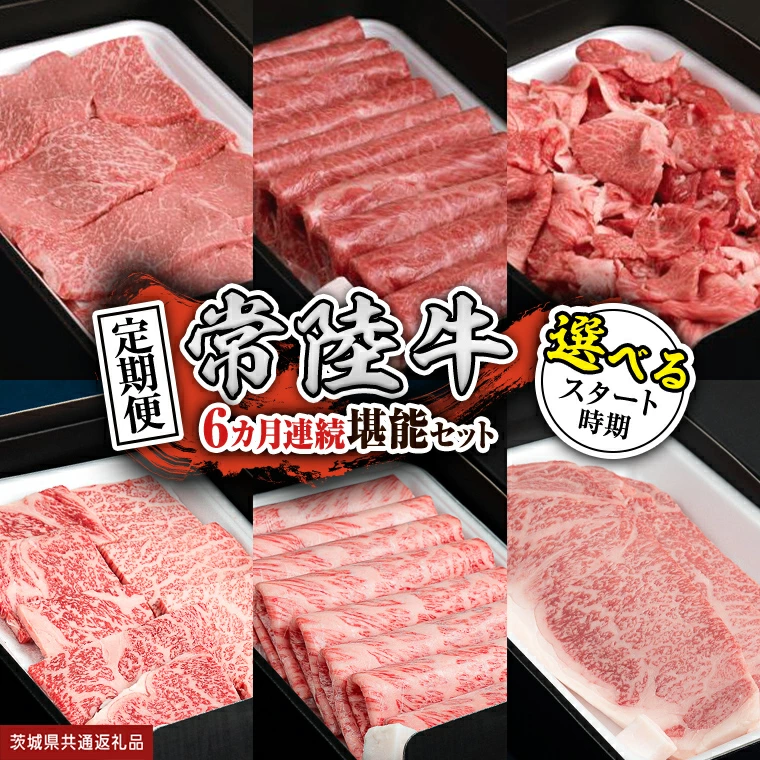 ＼ 選べるスタート月 ／【定期便】【全6回】『常陸牛』人気6か月堪能セット（6か月連続でお届け）(茨城県共通返礼品)
