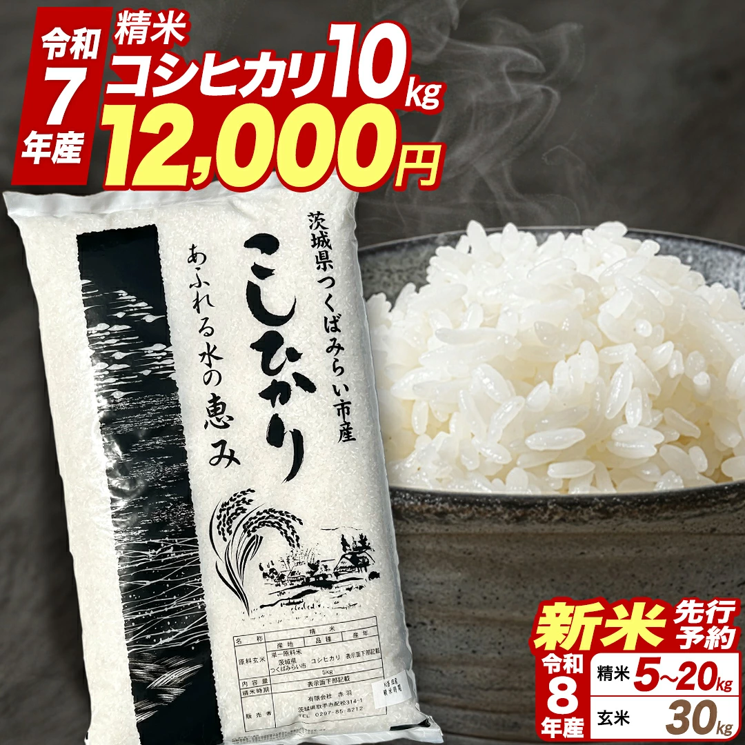＼ 数量限定で生活応援★にじのきらめき ／ 令和7年産 コシヒカリ 5kg / 10kg / 15kg / 20kg / 定期便 3回 6回 精米 茨城県つくばみらい市産